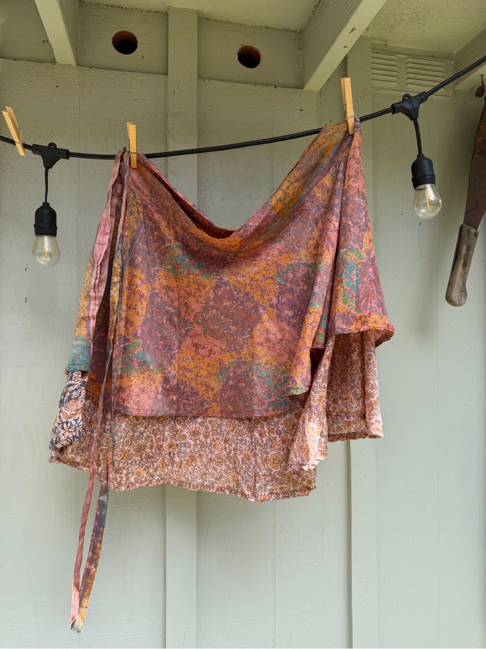 Boho Floral Wrap Skirt in Rust Pink & Mustard